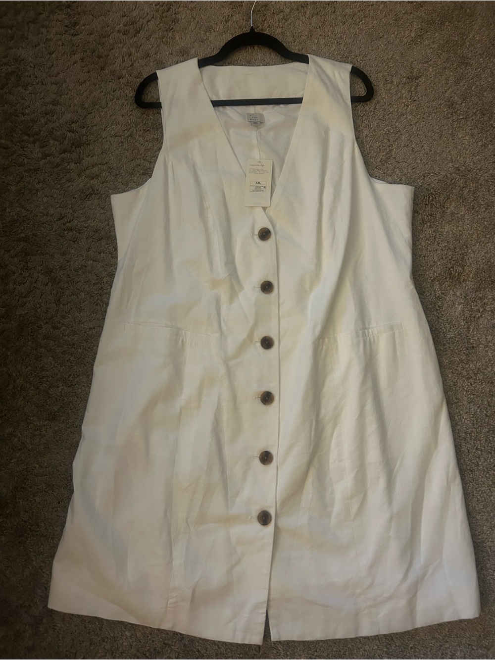 a new day White Button-Front Sleeveless Mini Dress